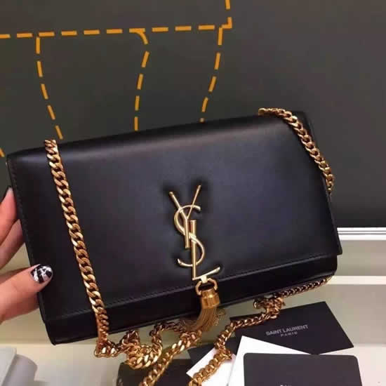 Replica Saint Laurent Medium Monogramme Tassel Bag In Black Calfskin